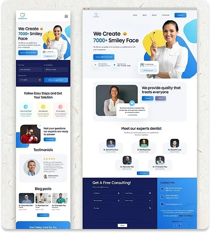wordpress web development for dentist portfolio