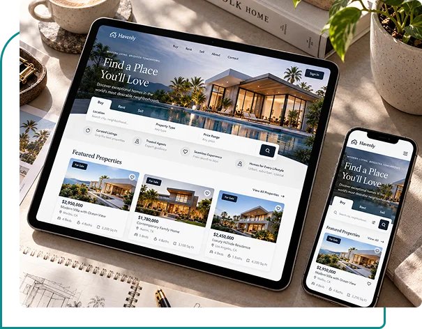 UI UX Design Website UI and UX design displayed on a tablet device
