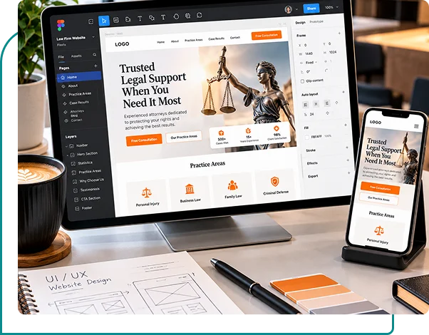 UI UX Design Website design mockup displayed on a laptop with a clean user interface