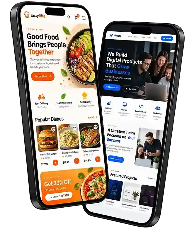 UI UX Design Website design mockups displayed on desktop and mobile devices