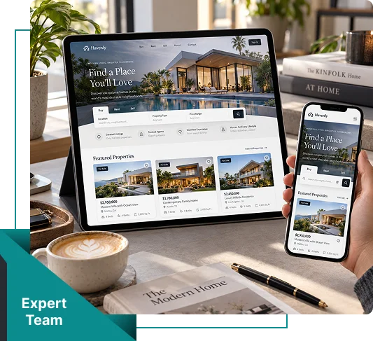 UI UX Design Website interface design displayed on a laptop in a modern workspace